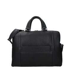 Piquadro Black Leather Business And Laptop Bag