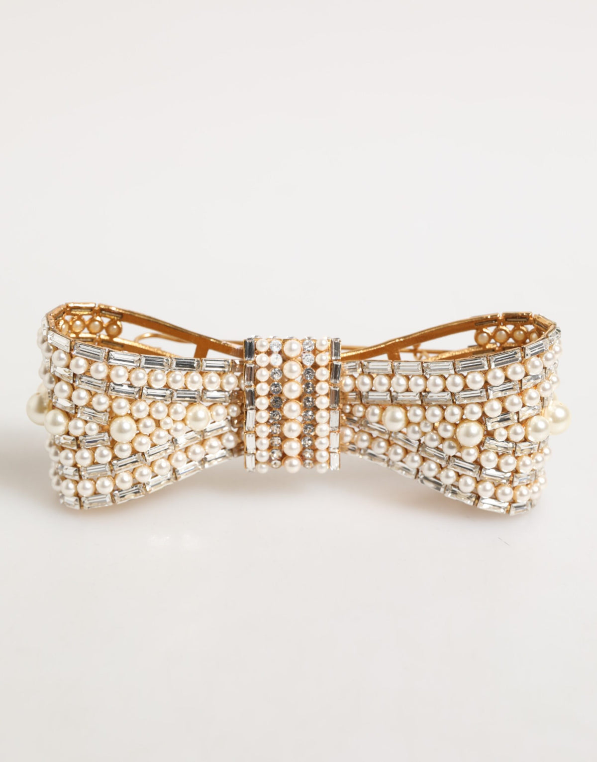 Dolce & Gabbana Brosche aus goldfarbenem Messing mit Glasperlen, Kristallen und Kunstperlen