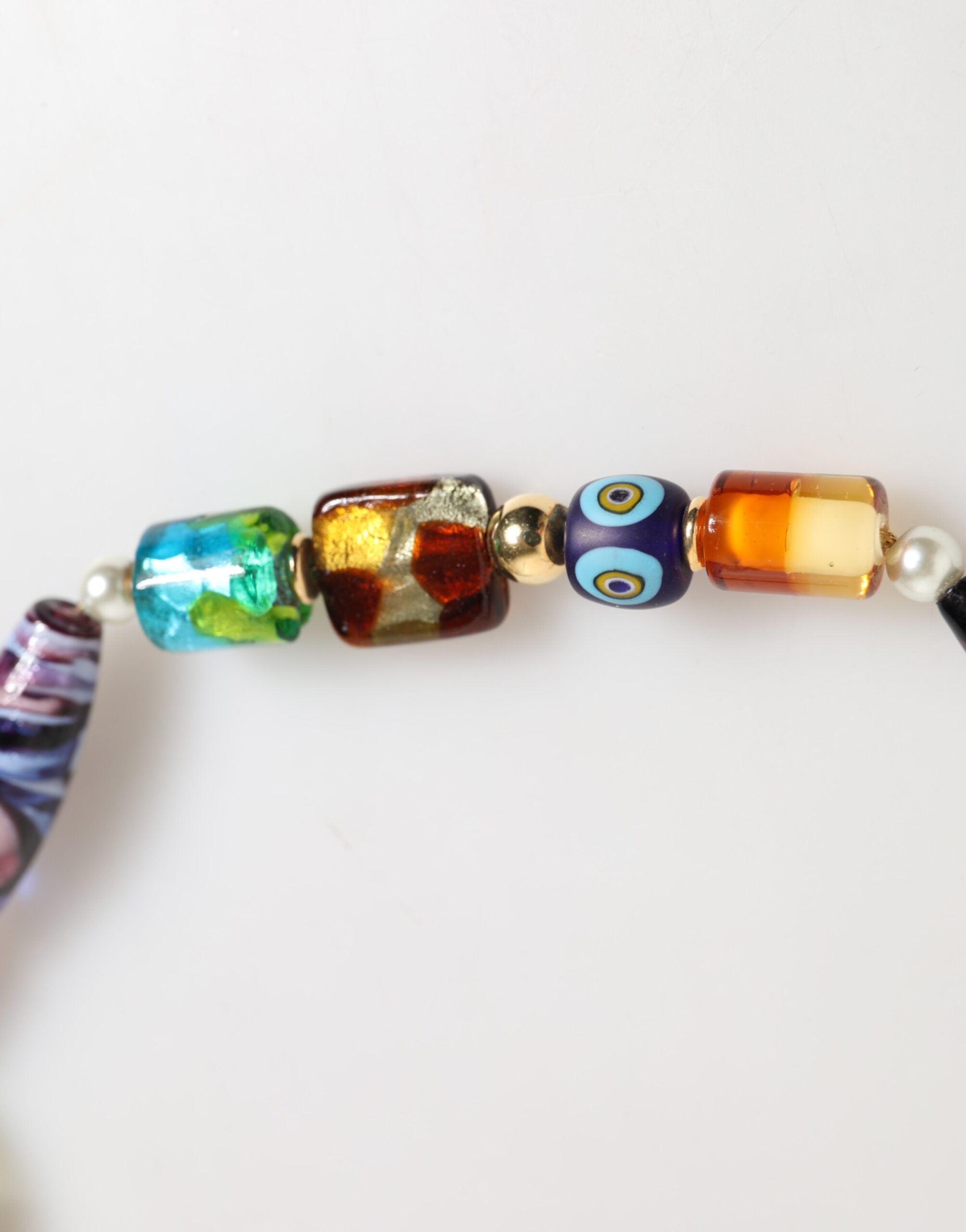 Dolce & Gabbana Damen-Halskette aus Messing mit bunten Murano-Glasperlen