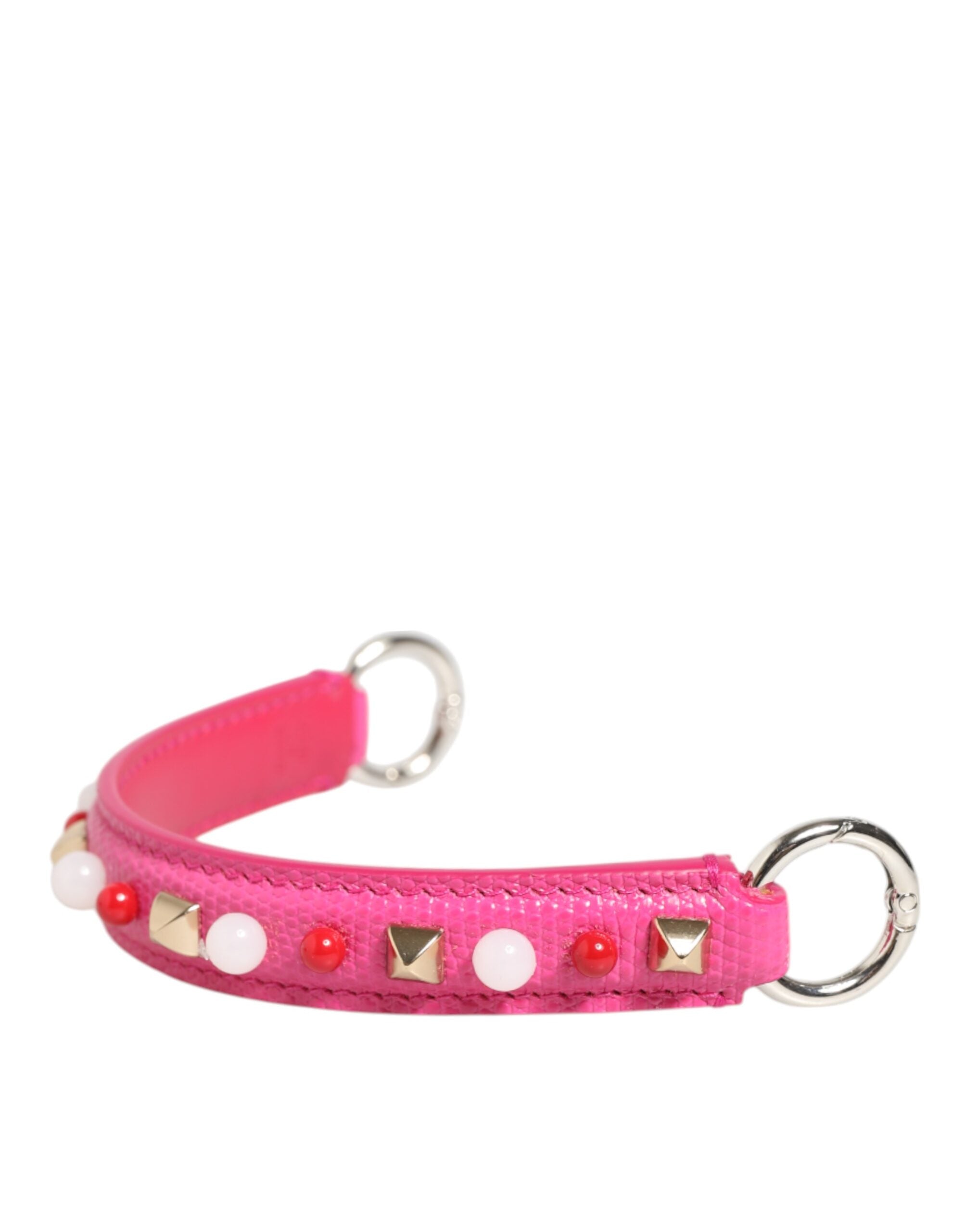 Dolce & Gabbana Rosa Bestickter Leder-Taschenhenkel Damen Schultergurt