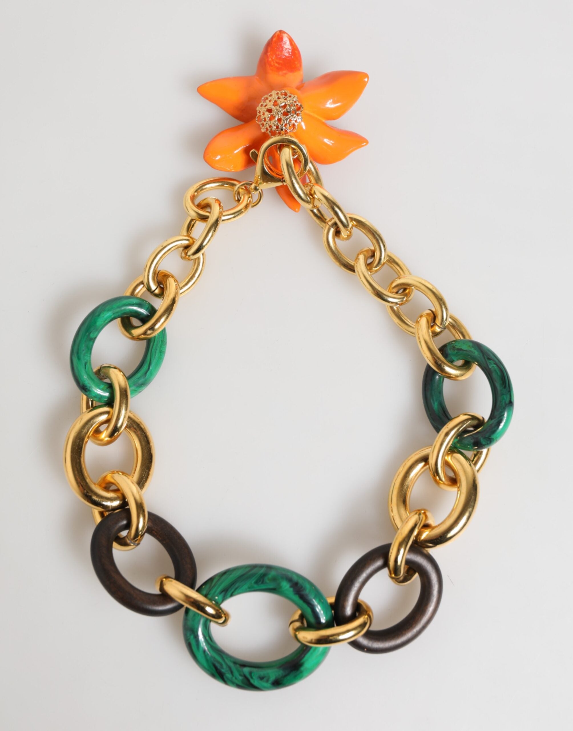 Dolce & Gabbana Mehrfarbige Tigerlilien-Halskette aus Goldmessing