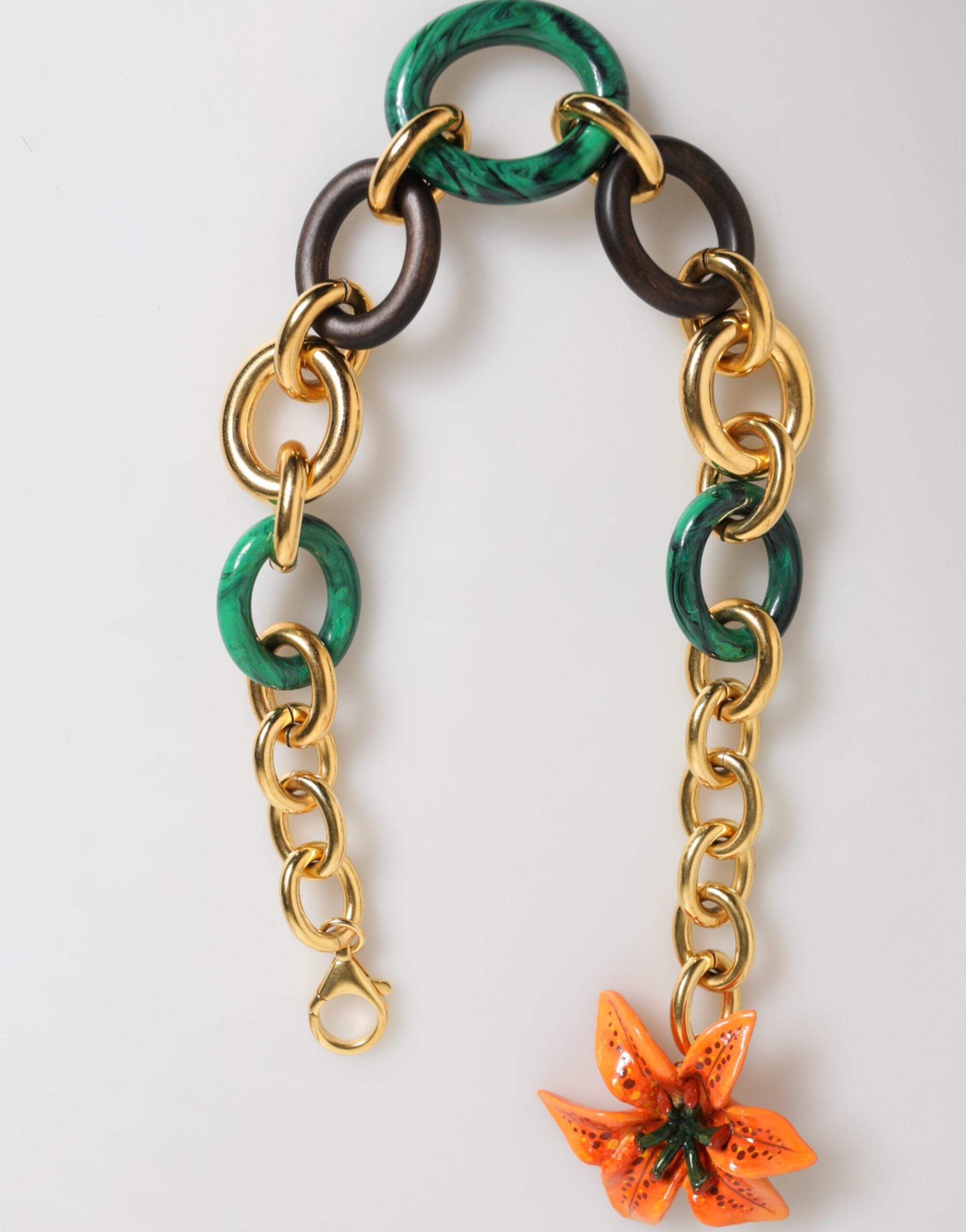 Dolce & Gabbana Mehrfarbige Tigerlilien-Halskette aus Goldmessing
