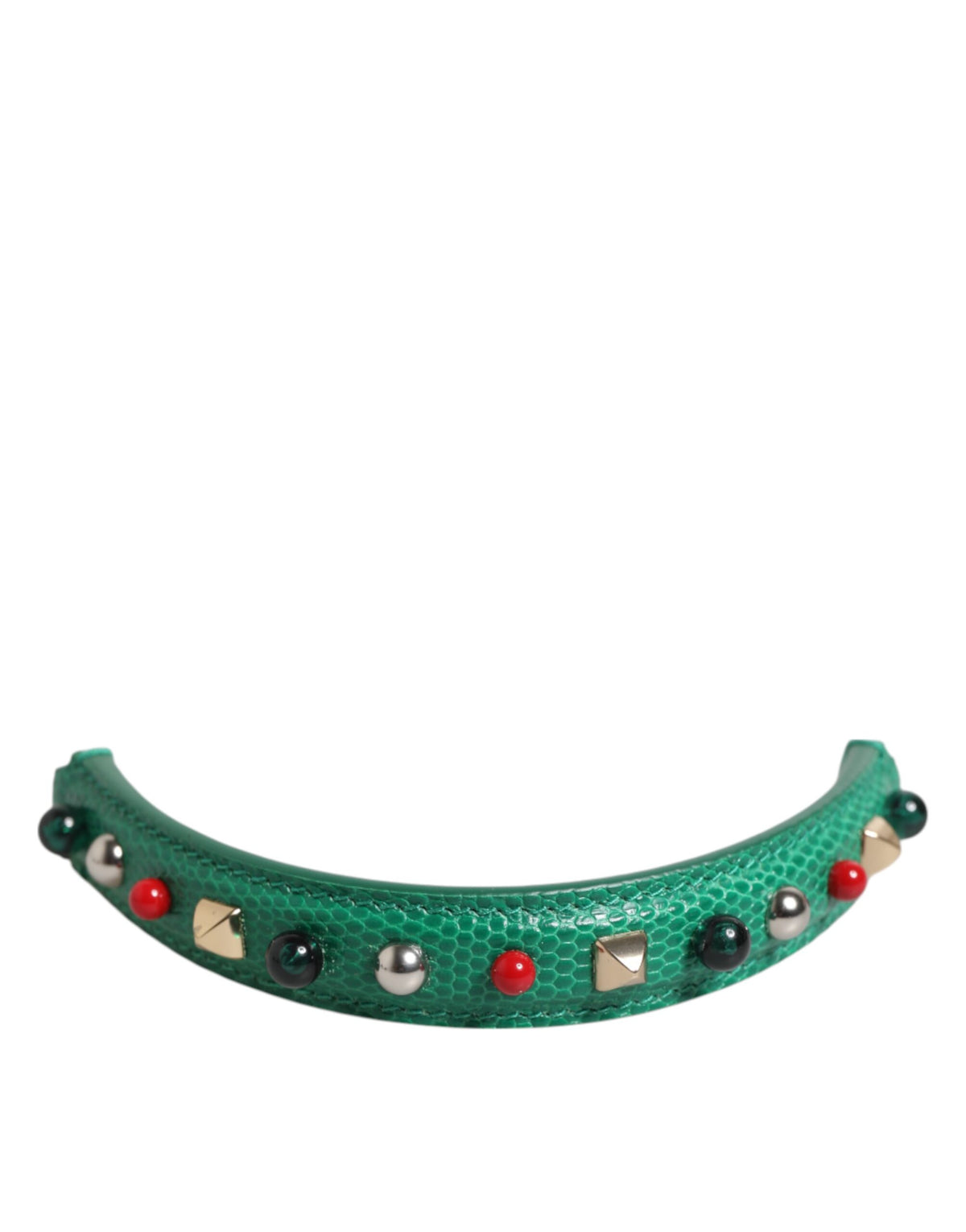 Dolce & Gabbana Grüner verzierter Leder-Taschenhenkel Damen Schulterriemen
