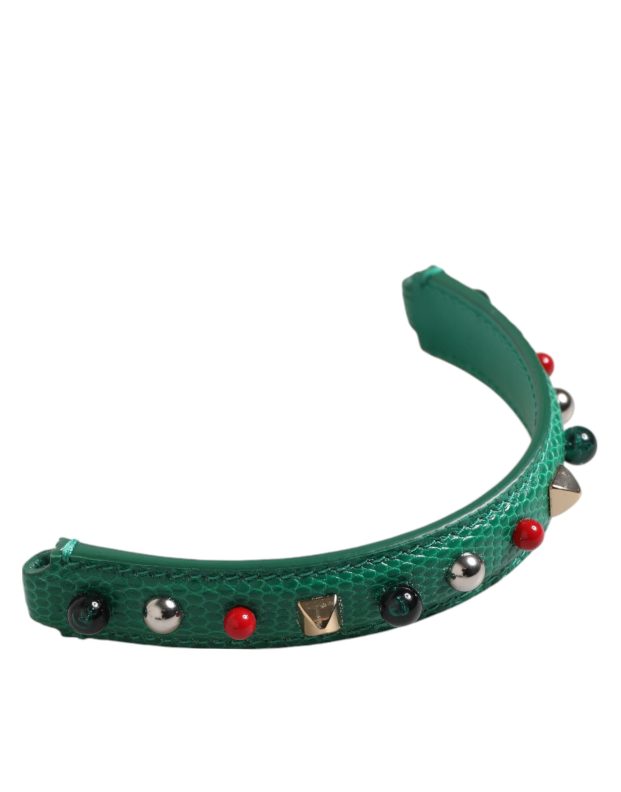 Dolce & Gabbana Grüner verzierter Leder-Taschenhenkel Damen Schulterriemen
