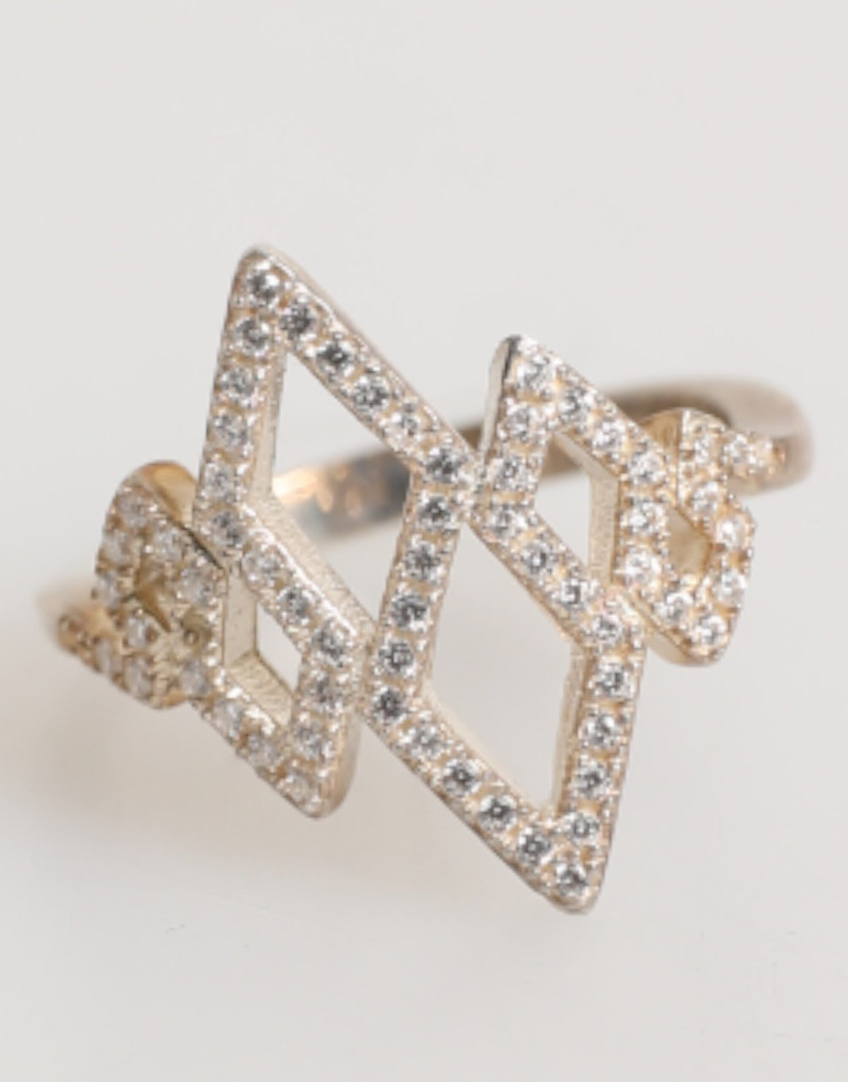 Nialaya Geometrische Diamantvorm Pave CZ Kristal Sieraden Ring