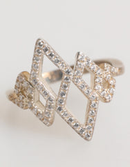 Nialaya Geometrische Diamantvorm Pave CZ Kristal Sieraden Ring