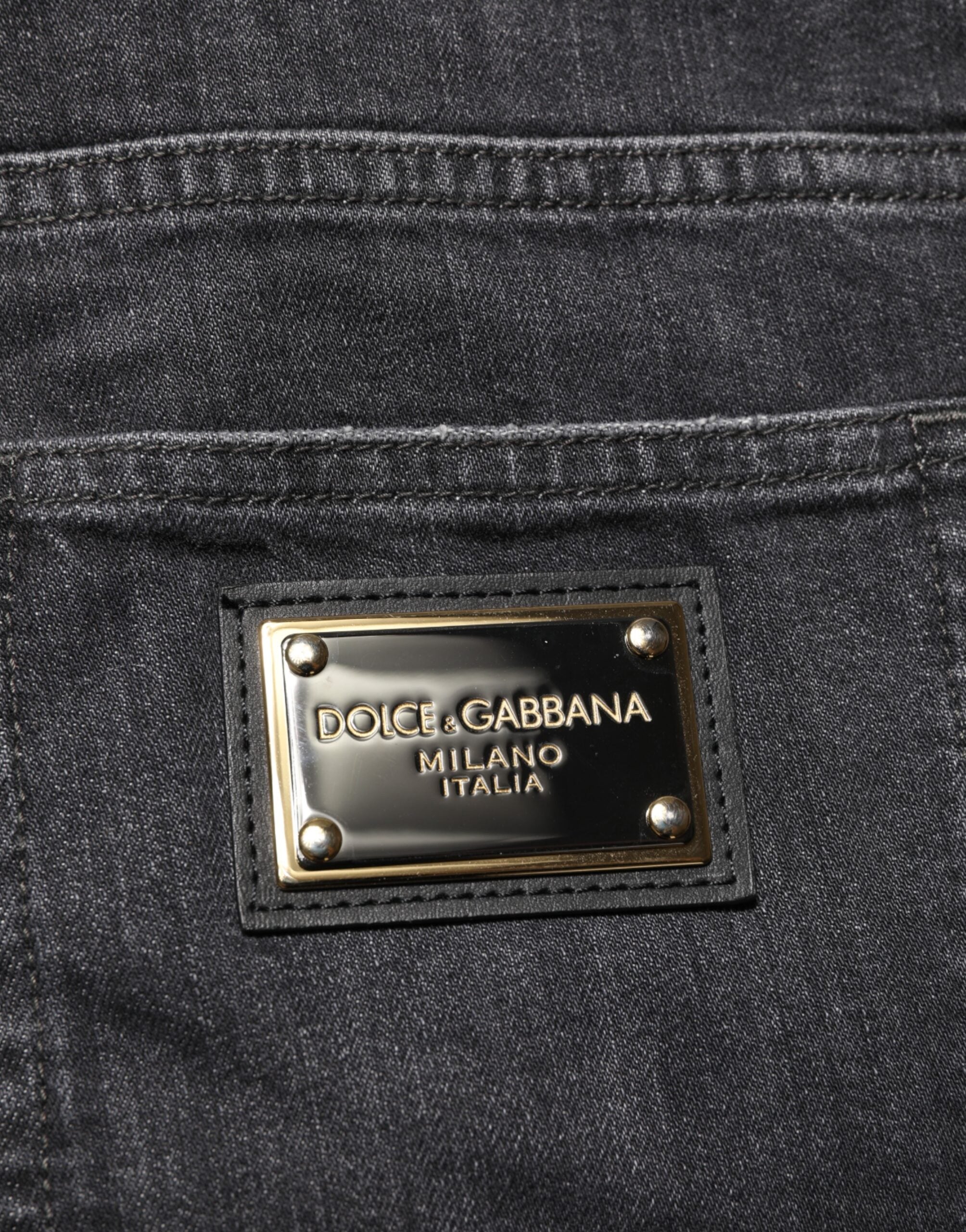 Dolce & Gabbana Schwarze Slim Fit Jeans aus Baumwolle mit Distressed-Effekten, Rissen und Logo
