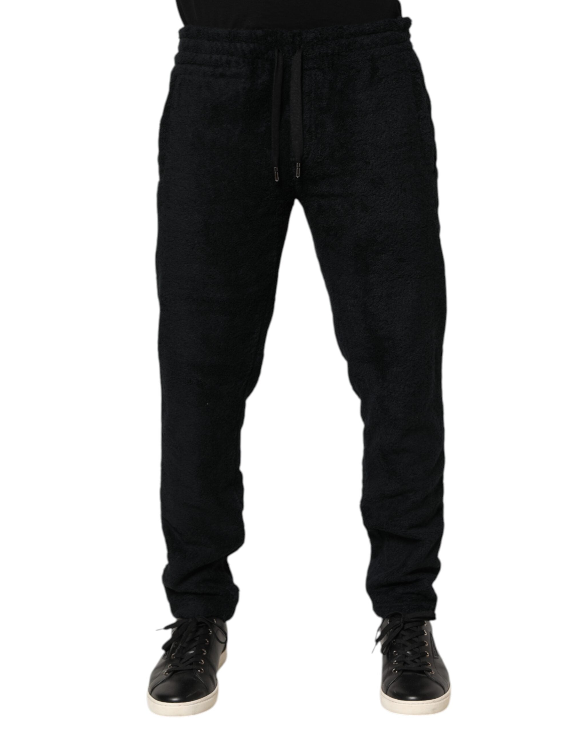 Dolce & Gabbana Schwarze Baumwolle Logo Herren Jogger Sweatpants Hose