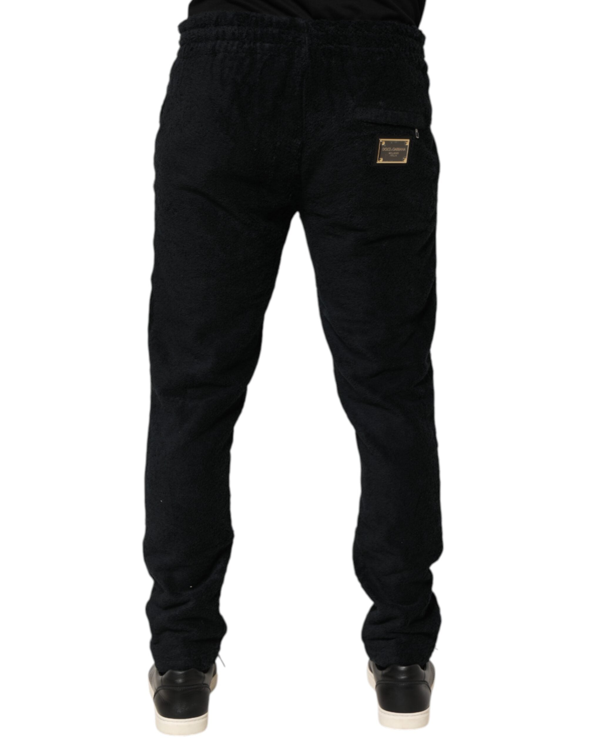 Dolce & Gabbana Schwarze Baumwolle Logo Herren Jogger Sweatpants Hose