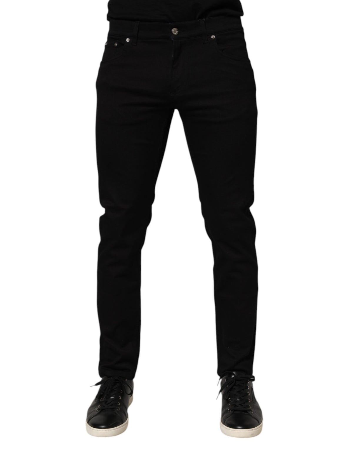 Dolce & Gabbana Schwarze Herren-Hose aus Baumwollmischung im Skinny Fit