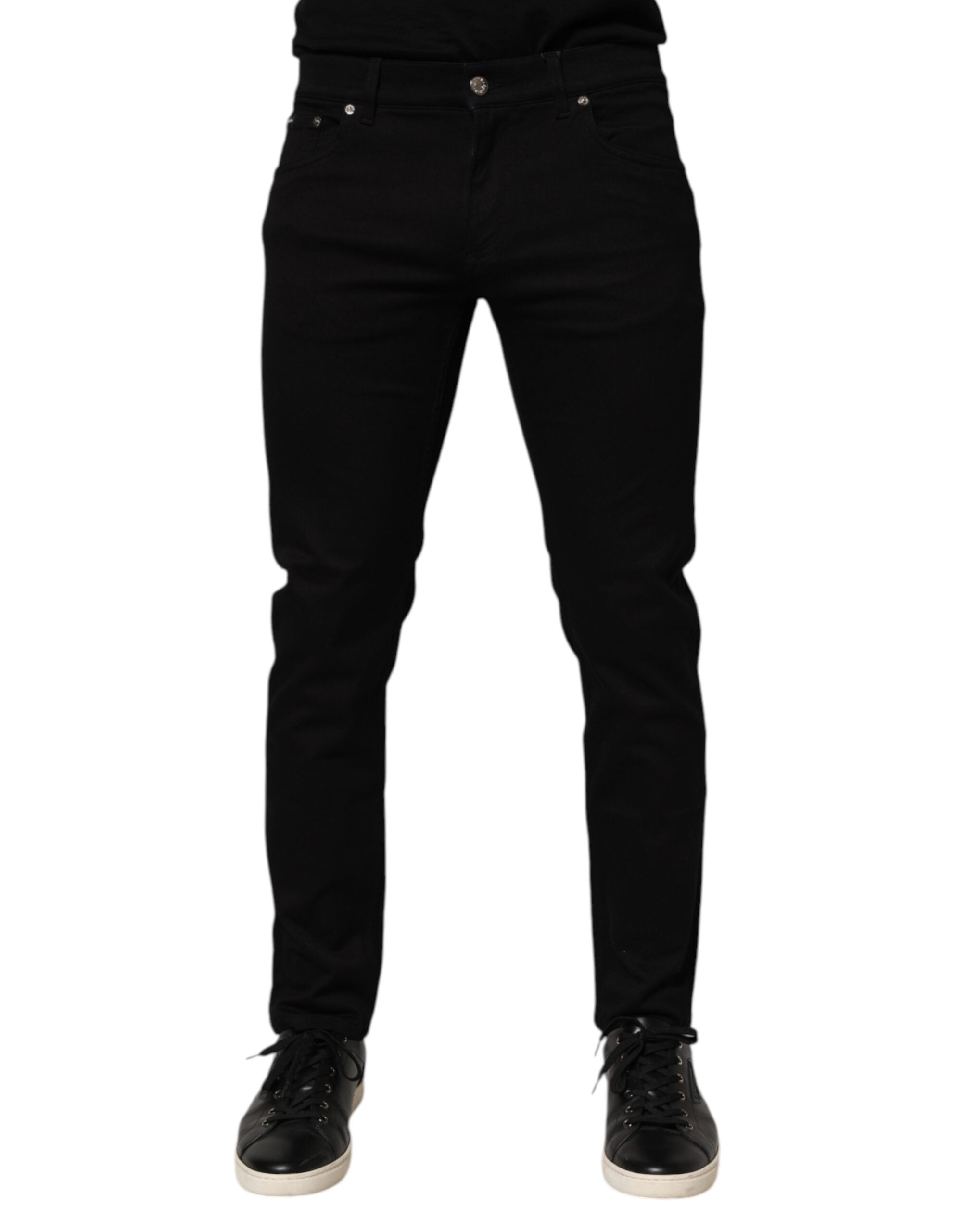 Dolce & Gabbana Schwarze Herren-Hose aus Baumwollmischung im Skinny Fit