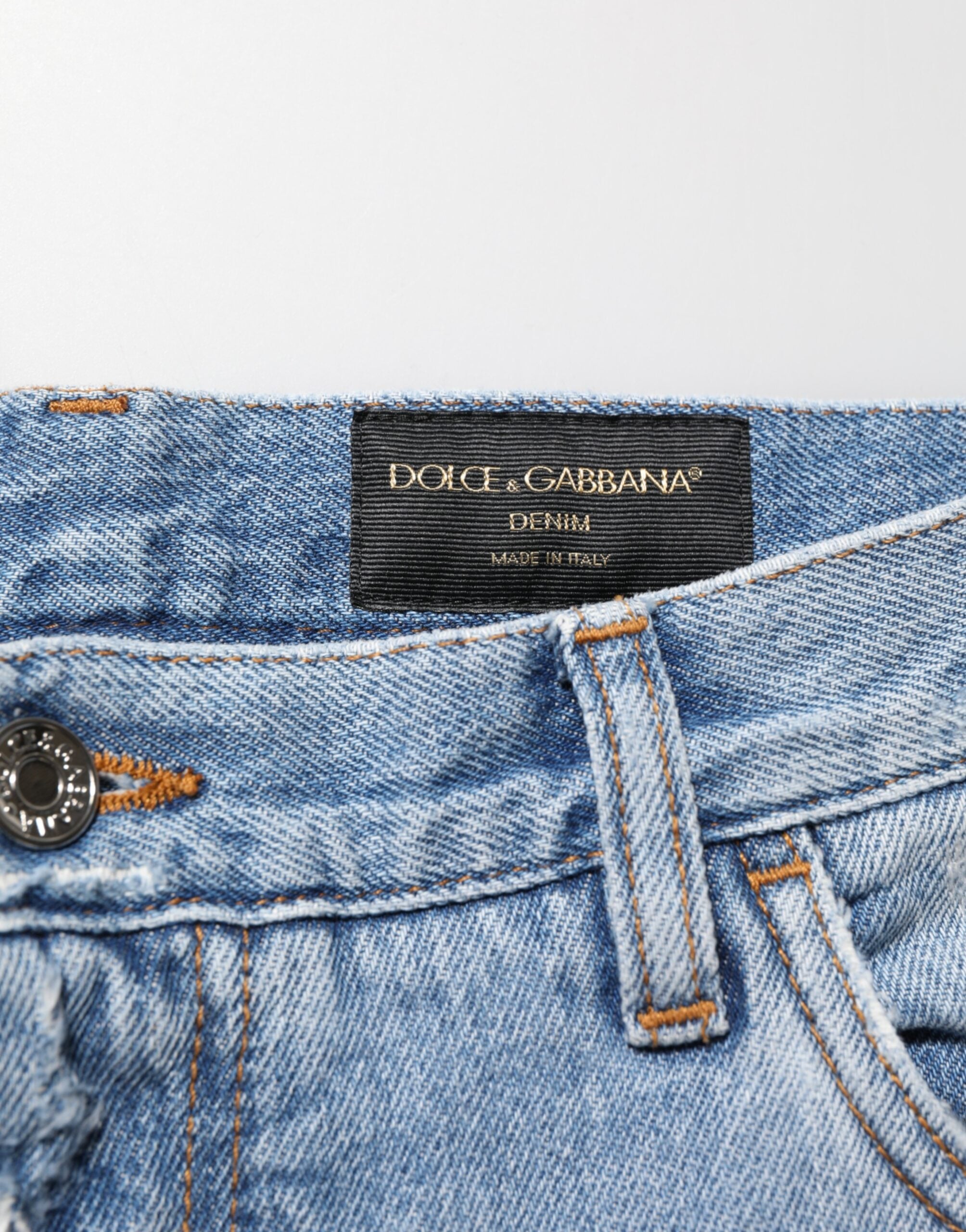 Dolce & Gabbana Blaue Distressed Ripped Denim Hose Jeans