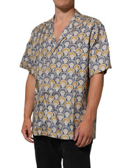Dolce & Gabbana Hawaii Hemd aus cremefarbener Baumwolle und Seide mit Muscheldruck