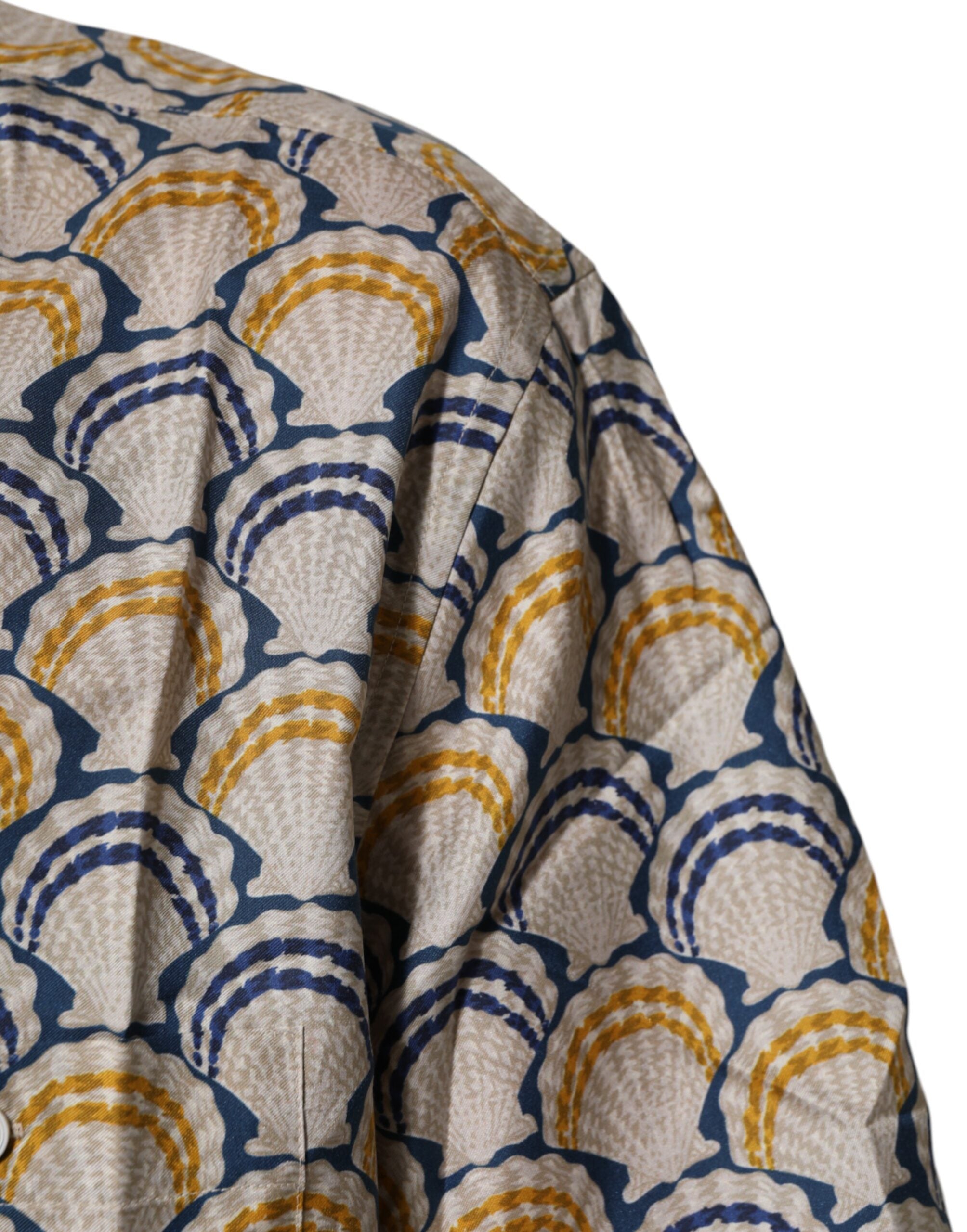 Dolce & Gabbana Hawaii Hemd aus cremefarbener Baumwolle und Seide mit Muscheldruck