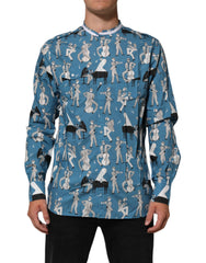 Dolce & Gabbana Blauw Jazz Overhemd met Print en Knoopsluiting van Katoen