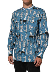 Dolce & Gabbana Blauw Jazz Overhemd met Print en Knoopsluiting van Katoen