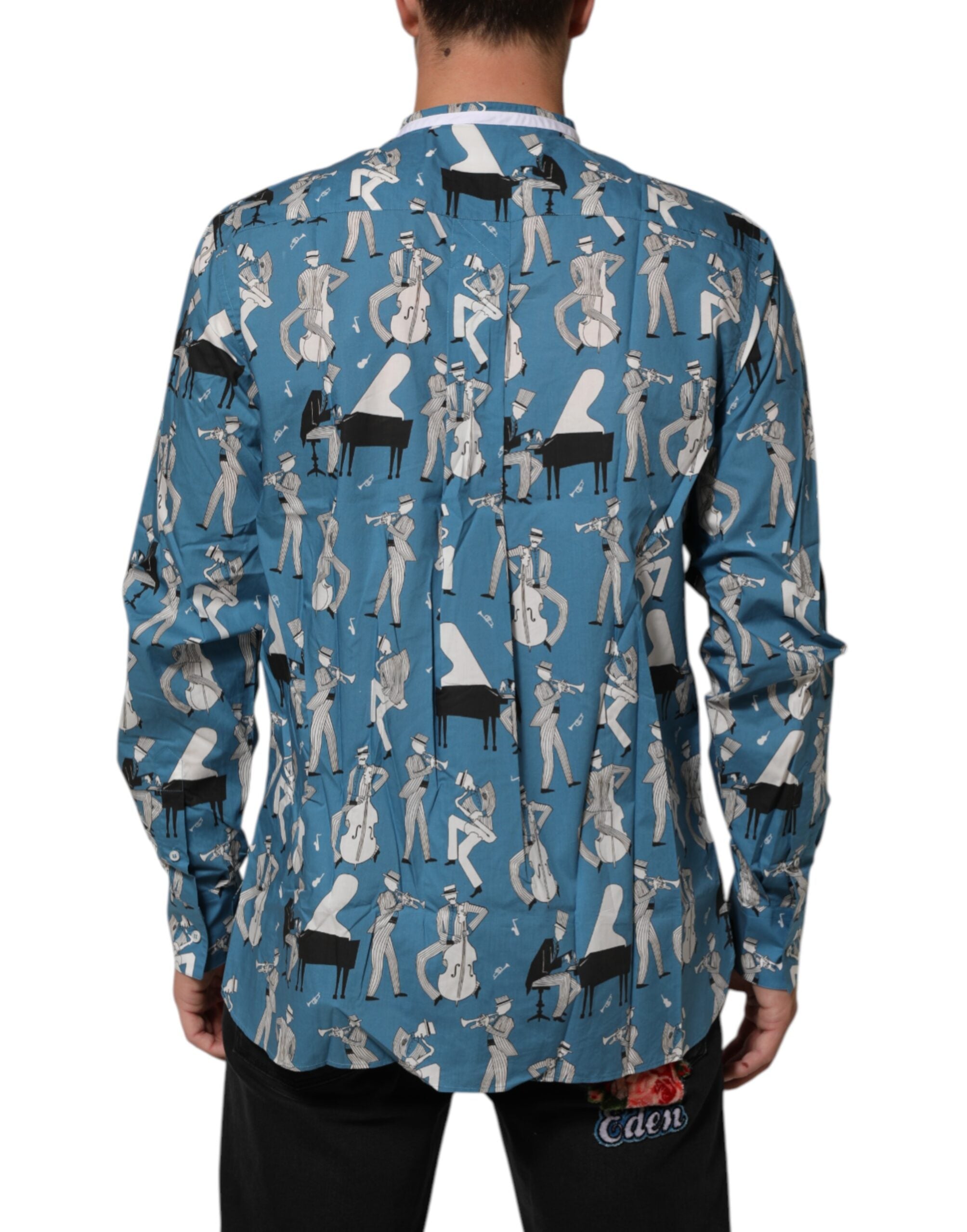 Dolce & Gabbana Blauw Jazz Overhemd met Print en Knoopsluiting van Katoen