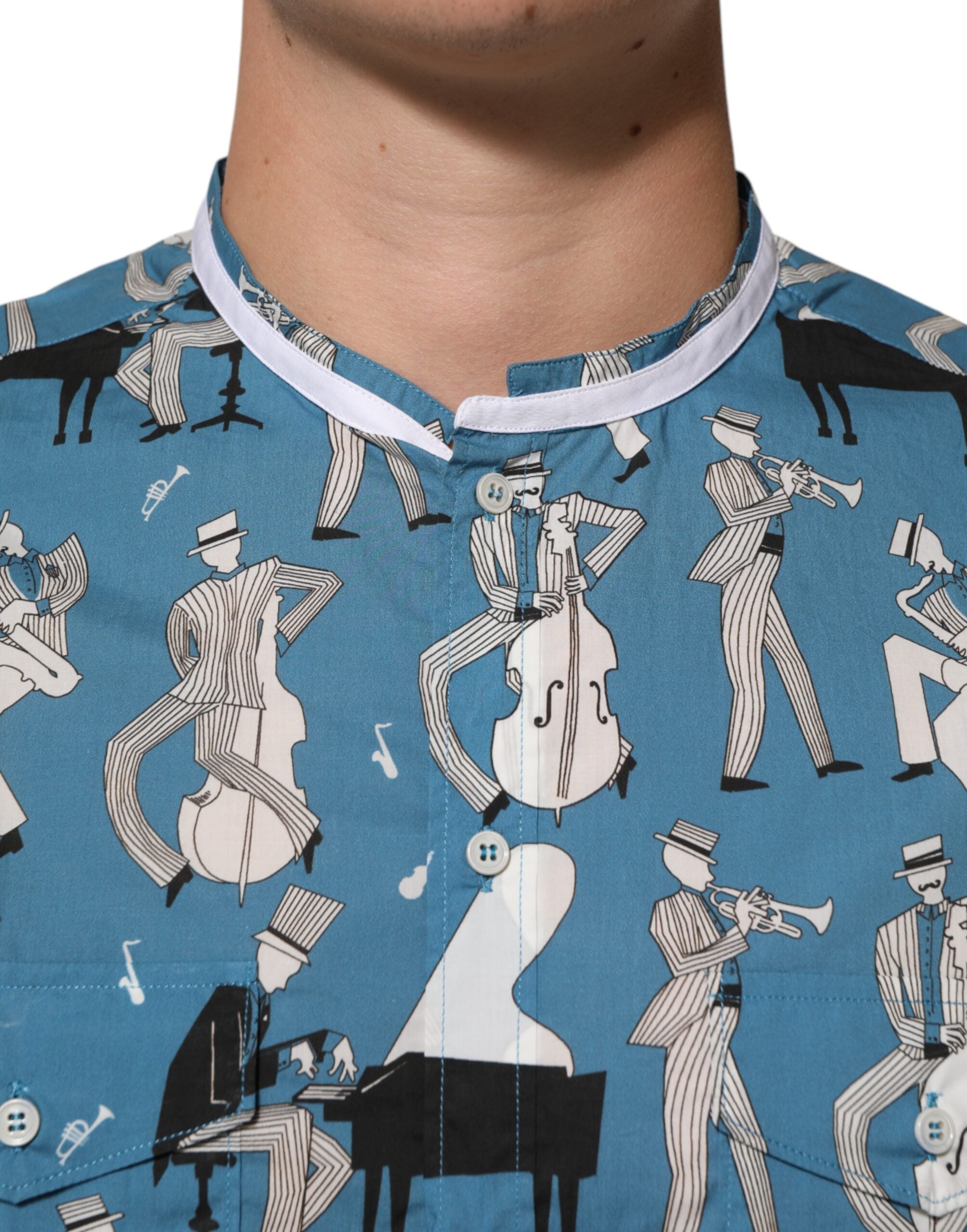 Dolce & Gabbana Blauw Jazz Overhemd met Print en Knoopsluiting van Katoen