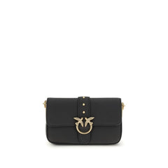 PINKO Black Calf Leather Bos Taurus Shoulder Bag