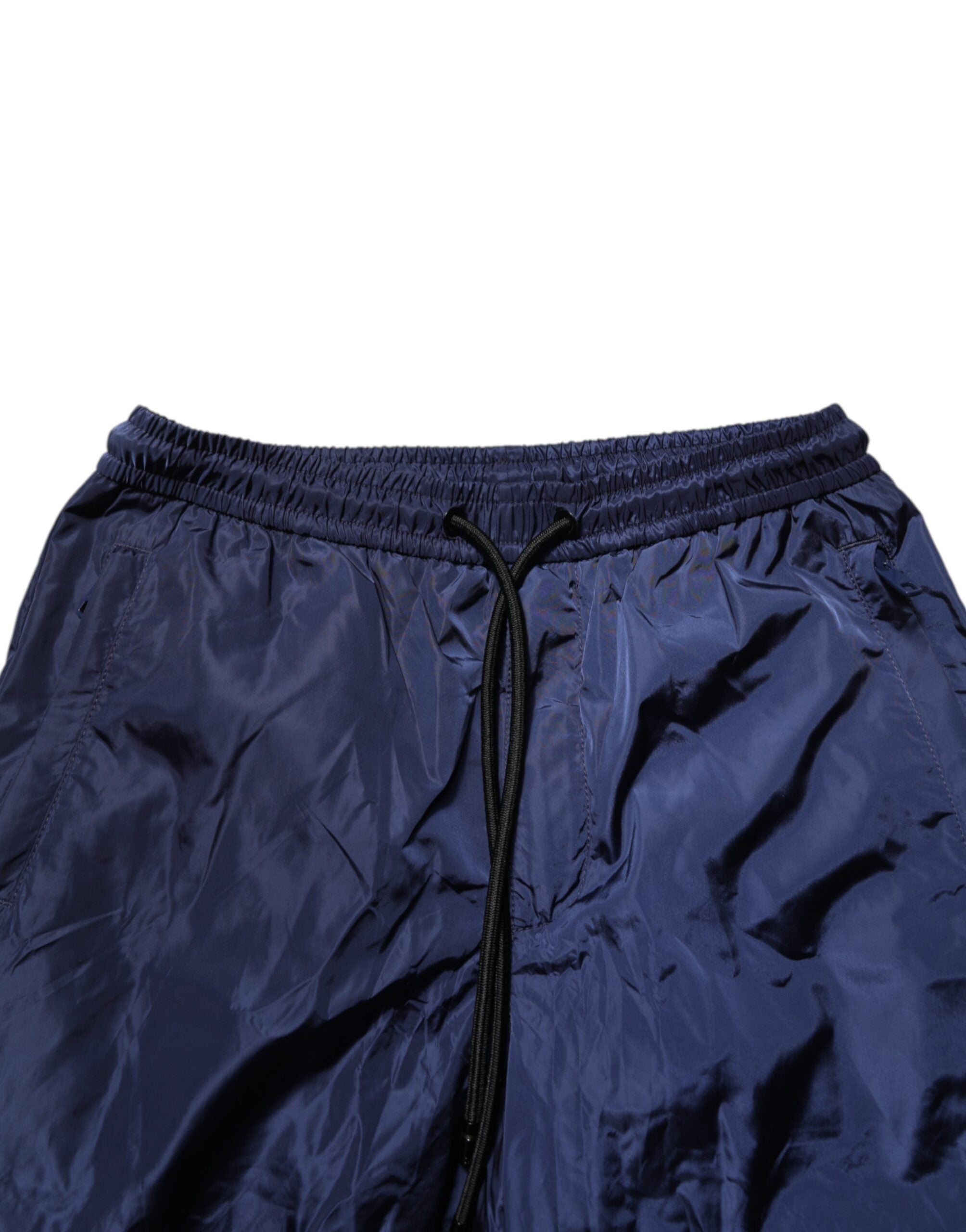 Dolce & Gabbana Blaue Nylon Straight Jogger Sweatpants Hose