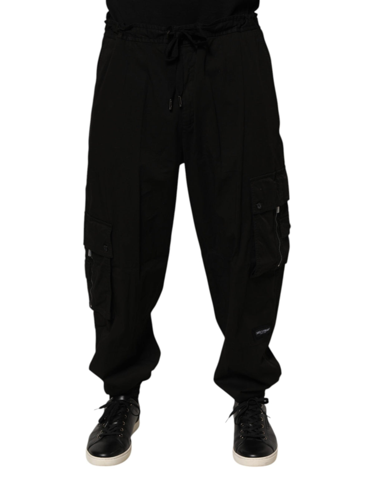 Dolce & Gabbana Schwarze Baumwoll-Cargo-Jogger-Sweatpants