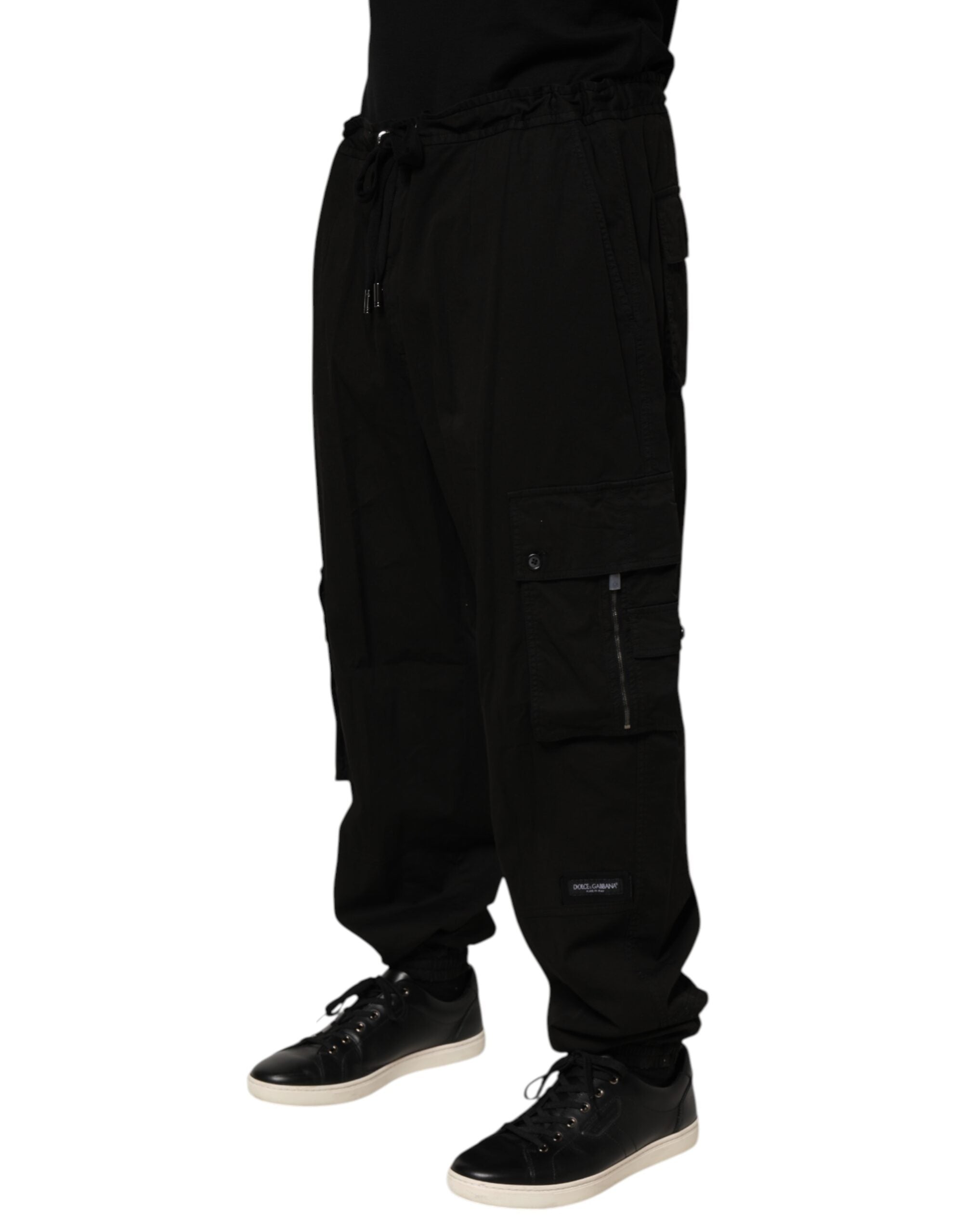 Dolce & Gabbana Schwarze Baumwoll-Cargo-Jogger-Sweatpants