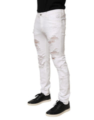 Dolce & Gabbana Weiße Distressed Ripped Denim Jeans