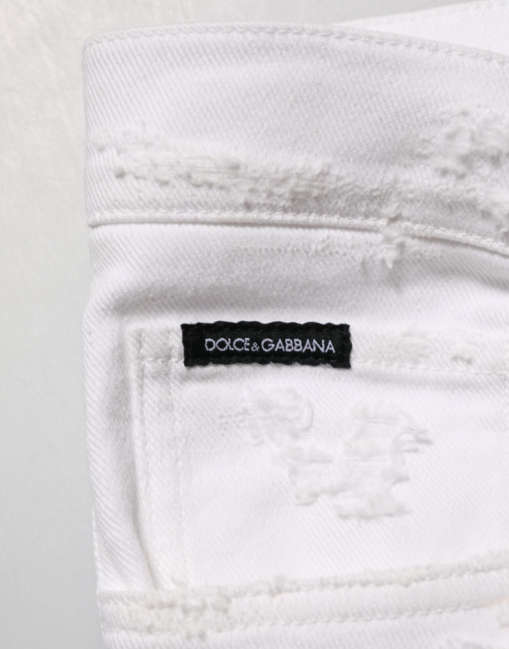 Dolce & Gabbana Weiße Distressed Ripped Denim Jeans