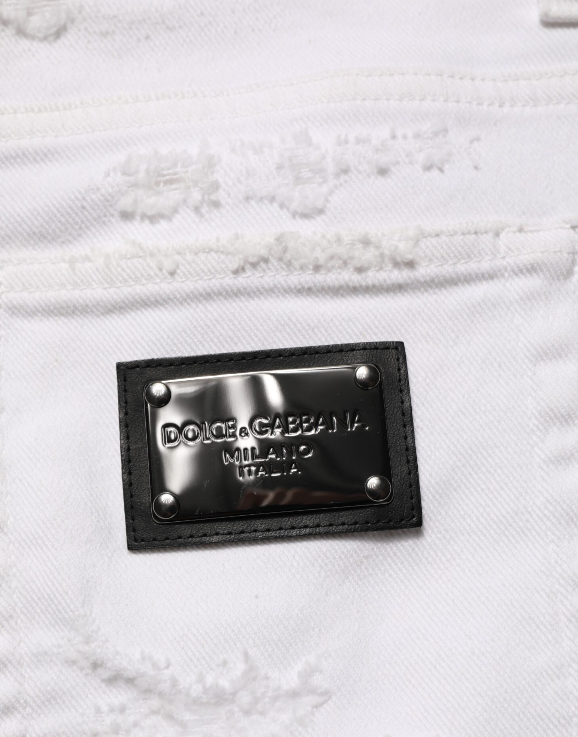 Dolce & Gabbana Weiße Distressed Ripped Denim Jeans