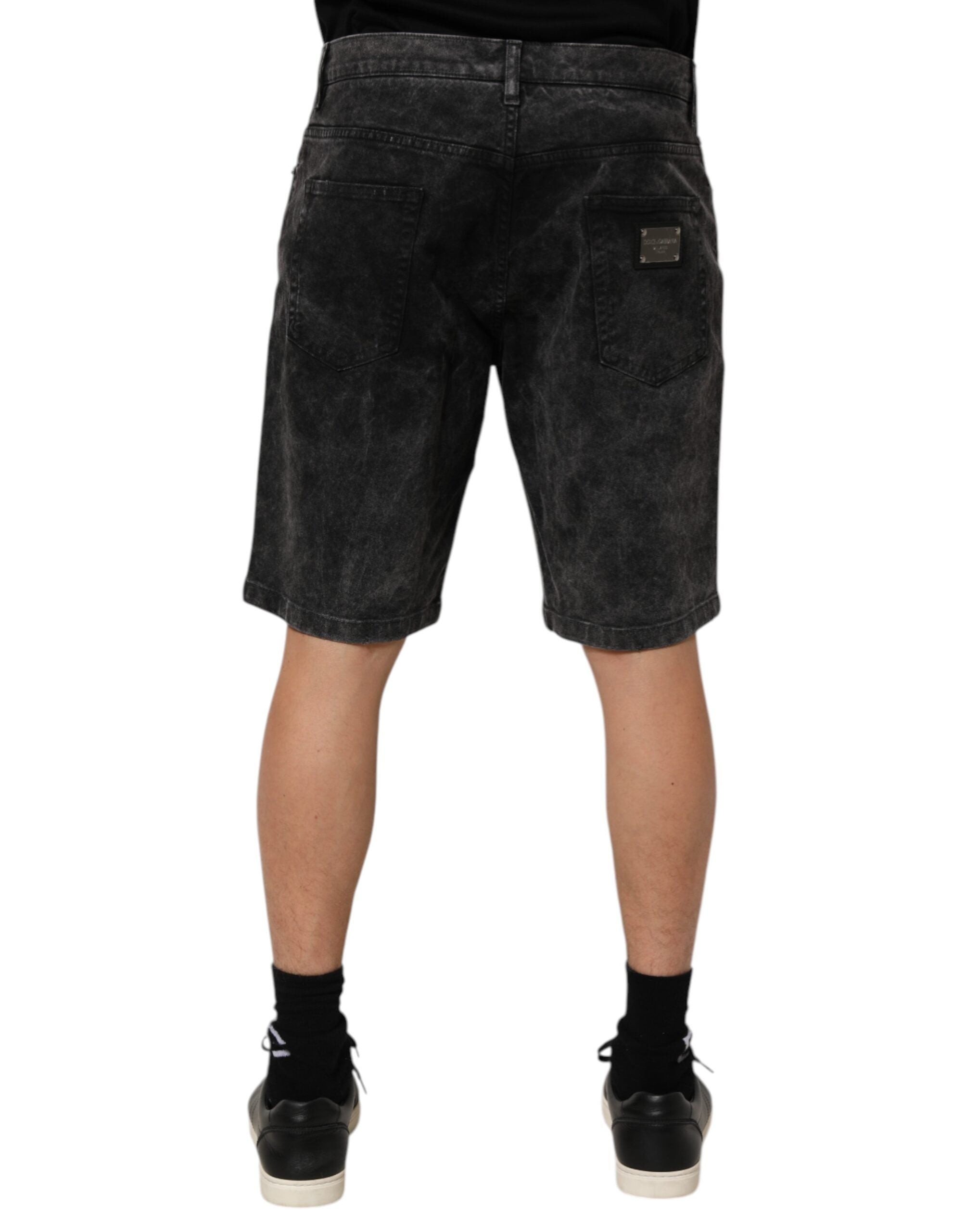 Dolce & Gabbana Schwarze Bermuda-Jeansshorts für Herren aus Baumwolle mit mittlerer Bundhöhe