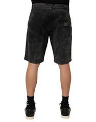 Dolce & Gabbana Schwarze Bermuda-Jeansshorts für Herren aus Baumwolle mit mittlerer Bundhöhe