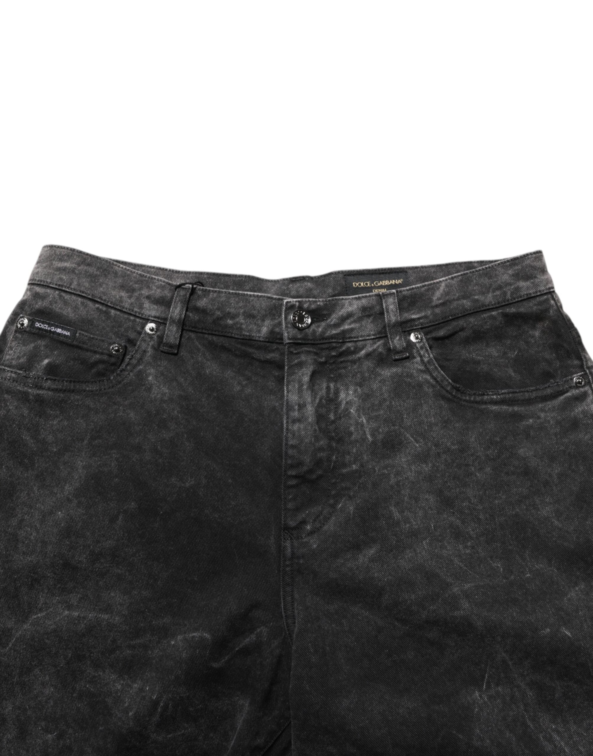 Dolce & Gabbana Schwarze Bermuda-Jeansshorts für Herren aus Baumwolle mit mittlerer Bundhöhe