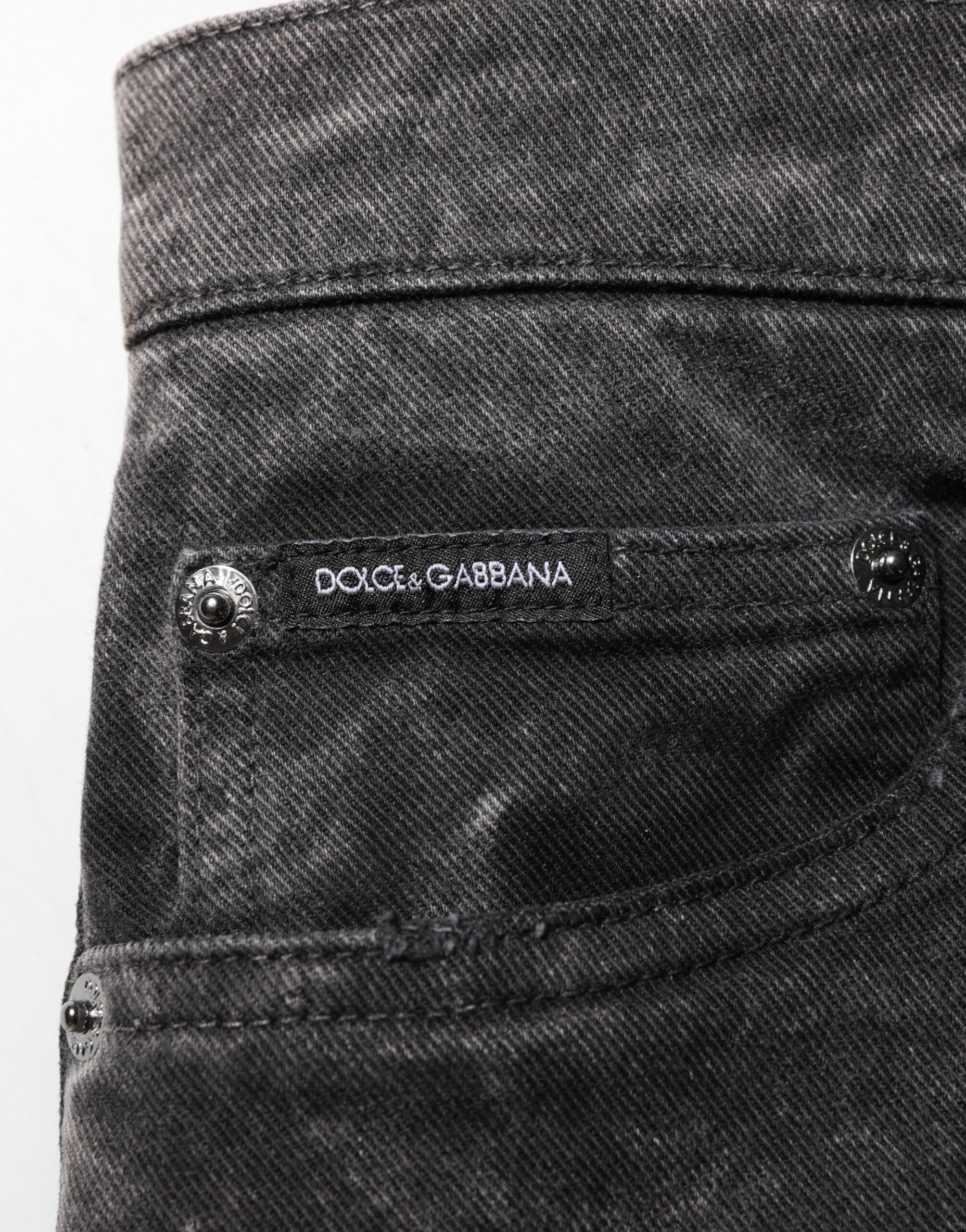 Dolce & Gabbana Schwarze Bermuda-Jeansshorts für Herren aus Baumwolle mit mittlerer Bundhöhe