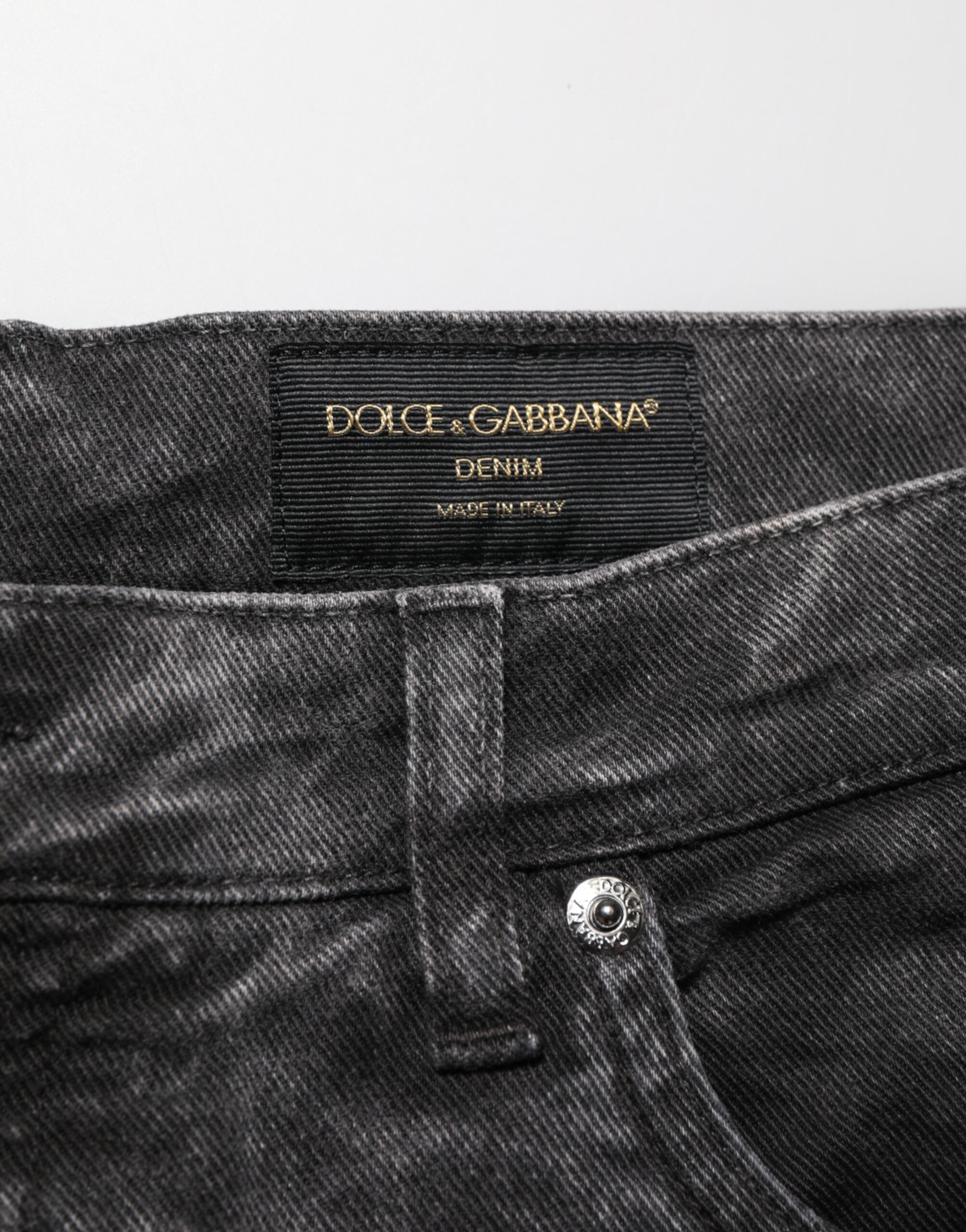 Dolce & Gabbana Schwarze Bermuda-Jeansshorts für Herren aus Baumwolle mit mittlerer Bundhöhe