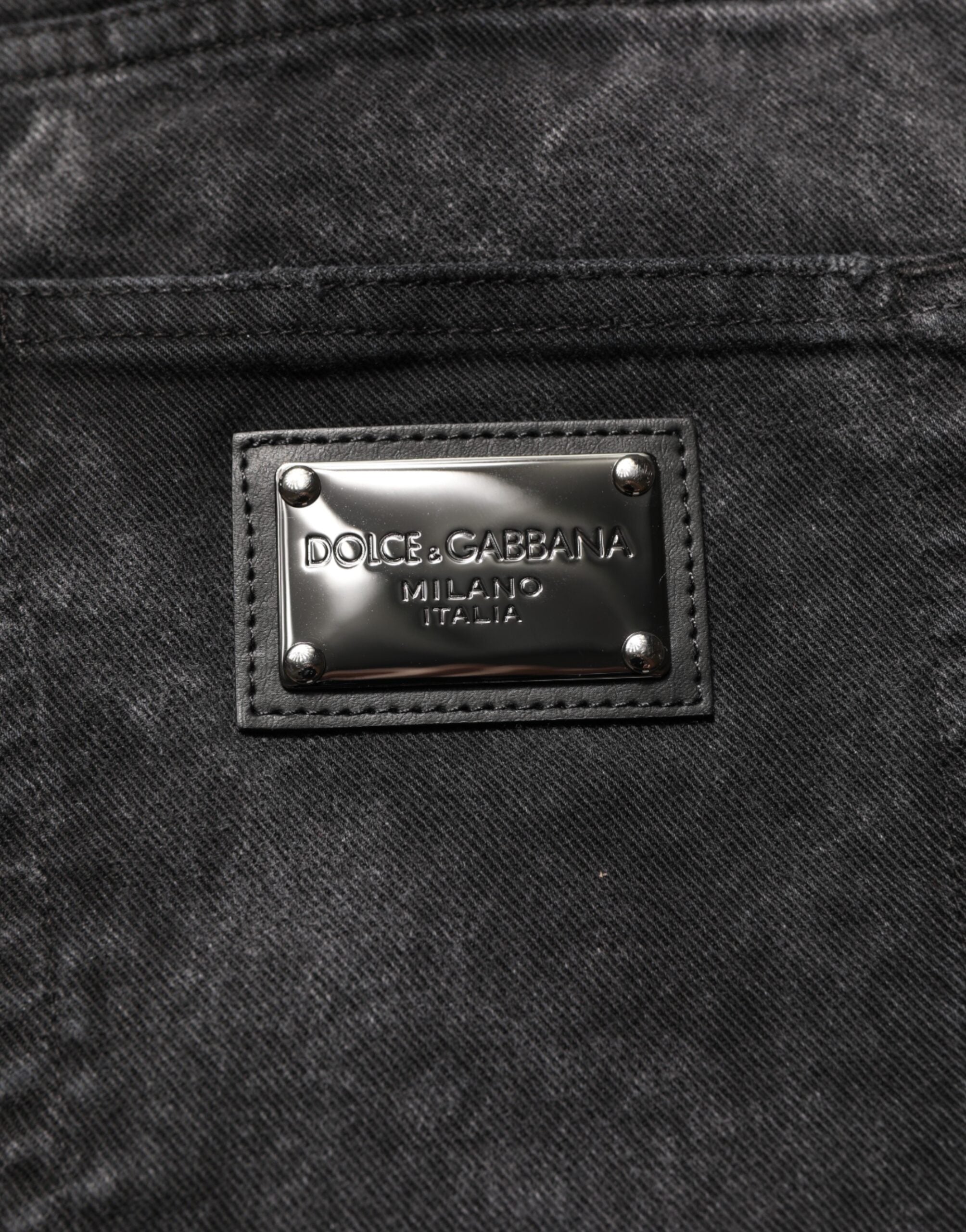 Dolce & Gabbana Schwarze Bermuda-Jeansshorts für Herren aus Baumwolle mit mittlerer Bundhöhe