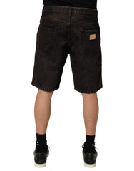 Dolce & Gabbana Zwarte Katoenen Gescheurde Denim Bermuda Shorts voor Heren