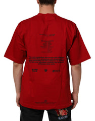 Dolce & Gabbana Rotes Logo Eye Print Baumwoll-T-Shirt mit kurzen Ärmeln