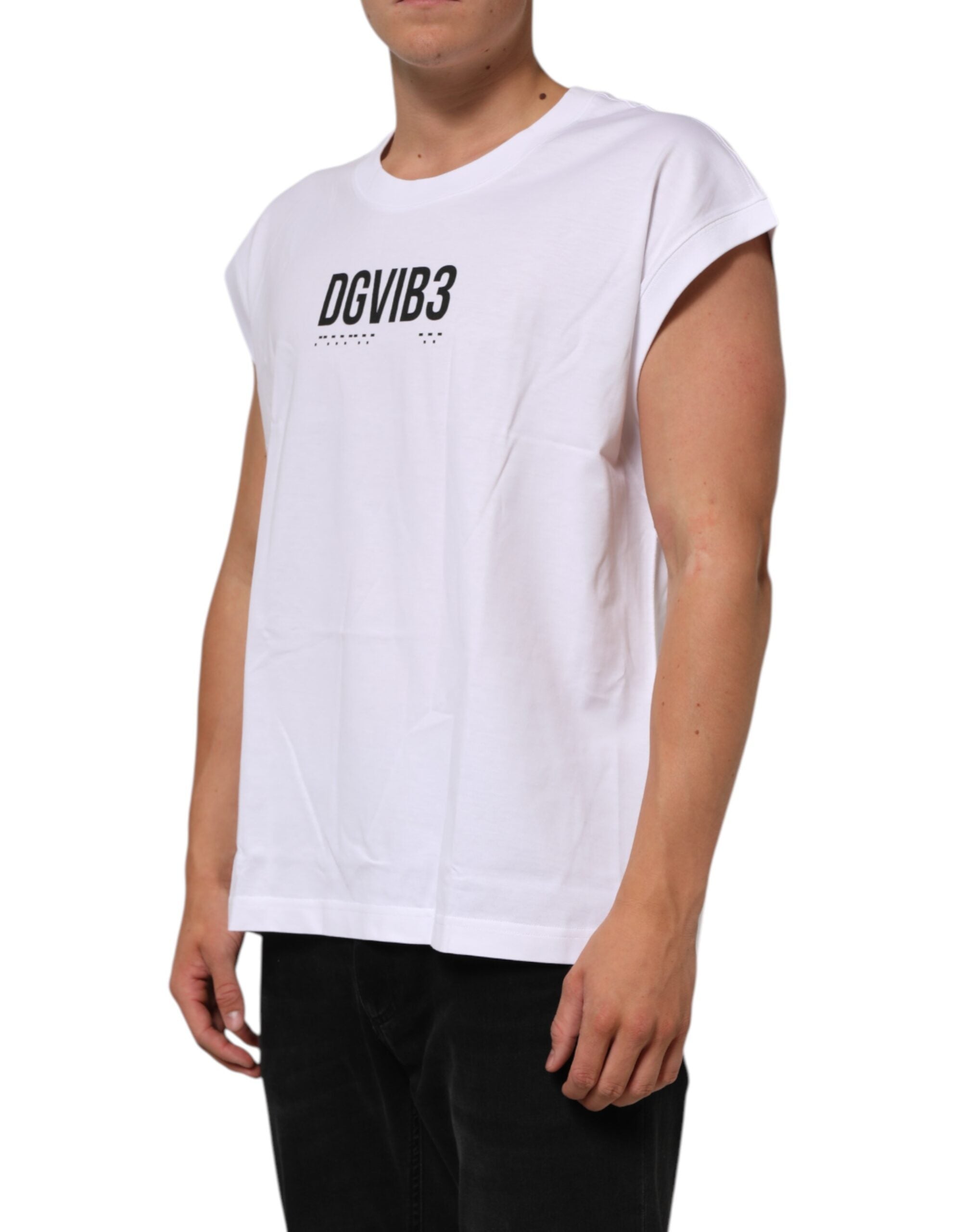Dolce & Gabbana Wit Katoenen Mouwloze Bedrukte Tanktop