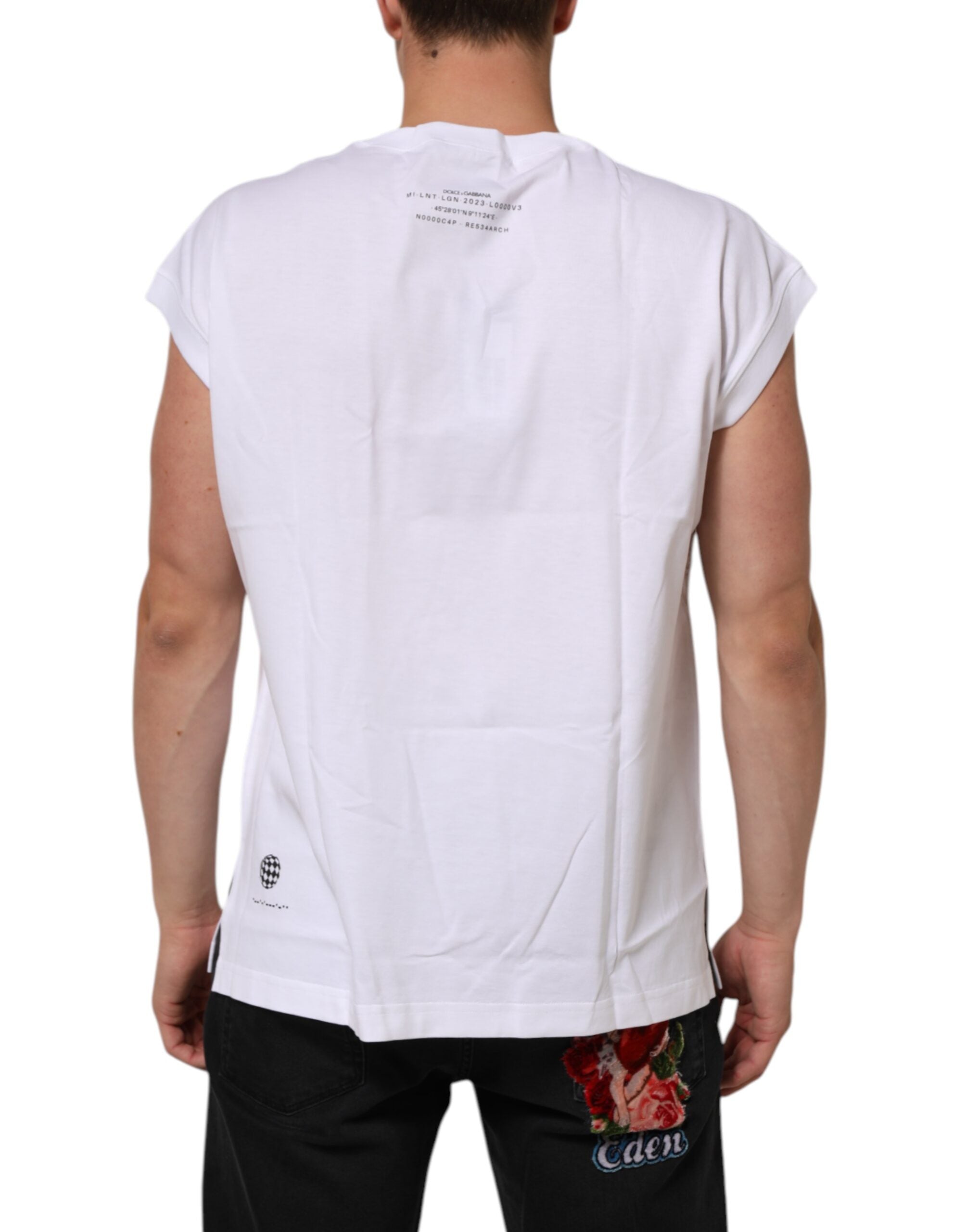 Dolce & Gabbana Wit Katoenen Mouwloze Bedrukte Tanktop