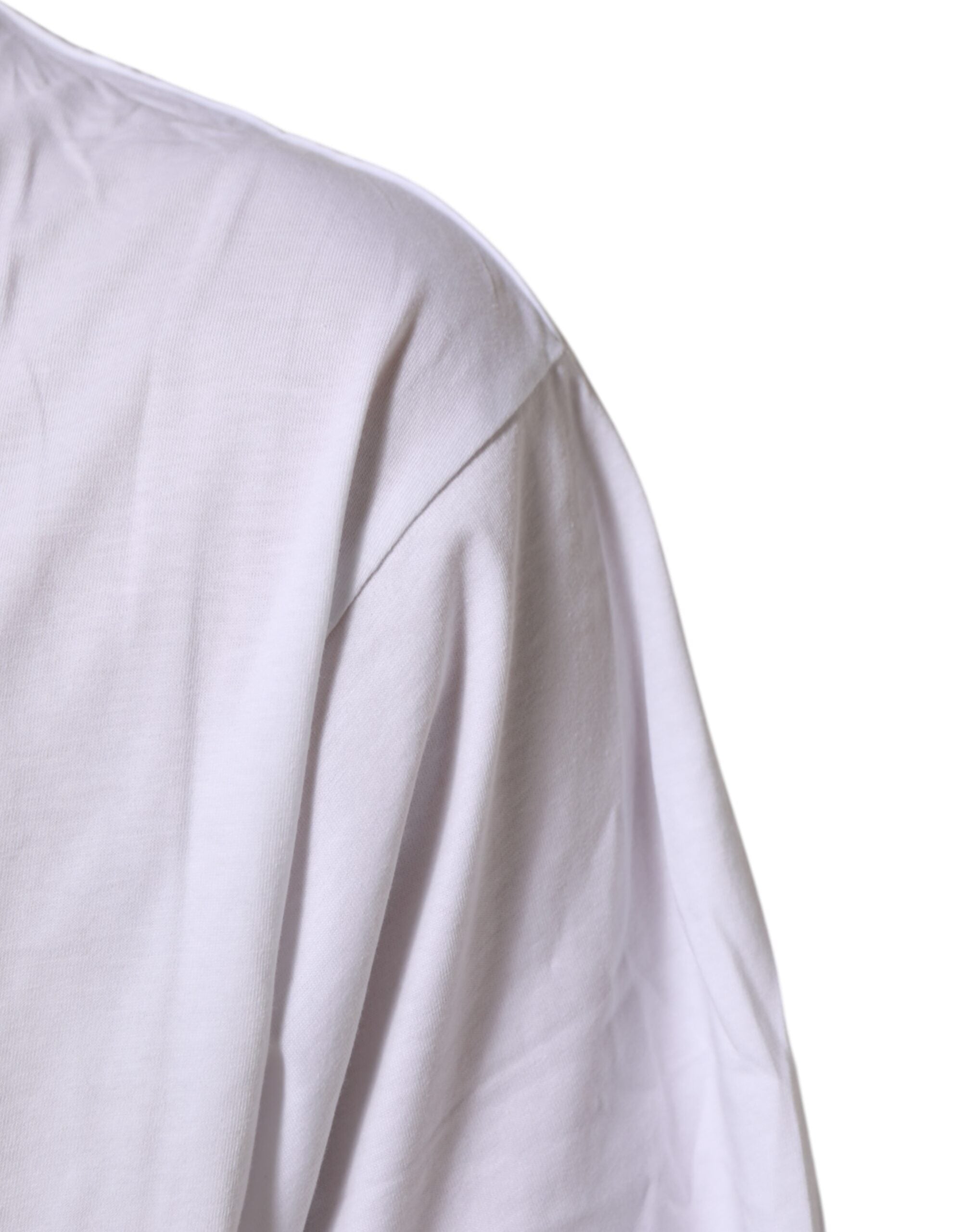 Dolce & Gabbana Weißes Baumwoll-T-Shirt mit Rundhalsausschnitt und Grafikdruck