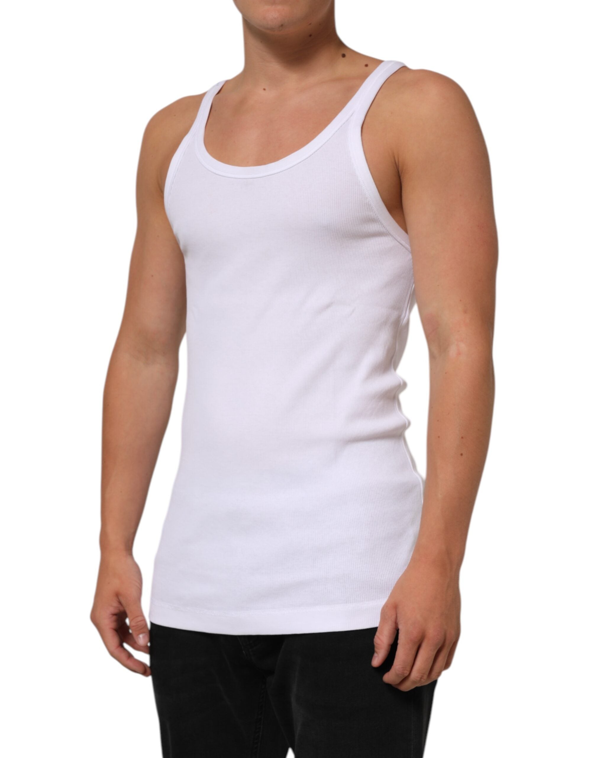 Dolce & Gabbana Weißes ärmelloses Rundhals-Tanktop T-Shirt