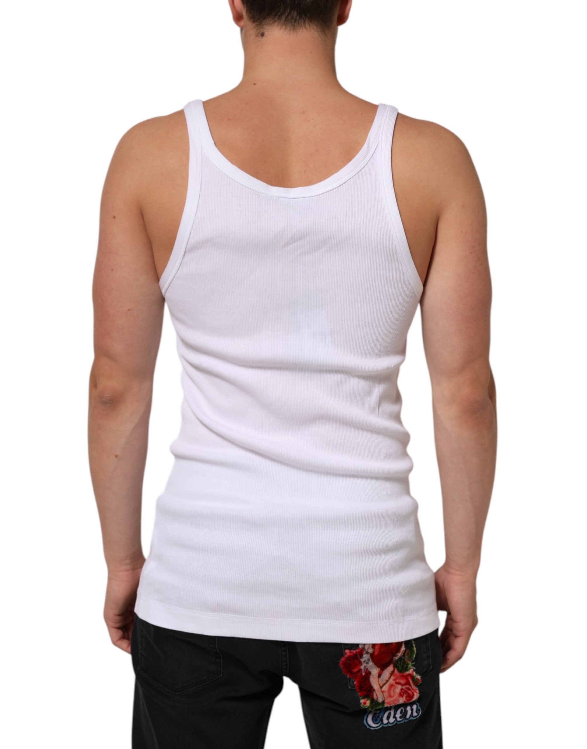 Dolce & Gabbana Weißes ärmelloses Rundhals-Tanktop T-Shirt