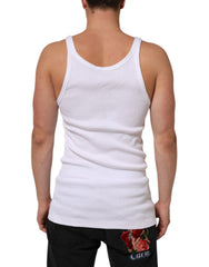 Dolce & Gabbana Weißes ärmelloses Rundhals-Tanktop T-Shirt