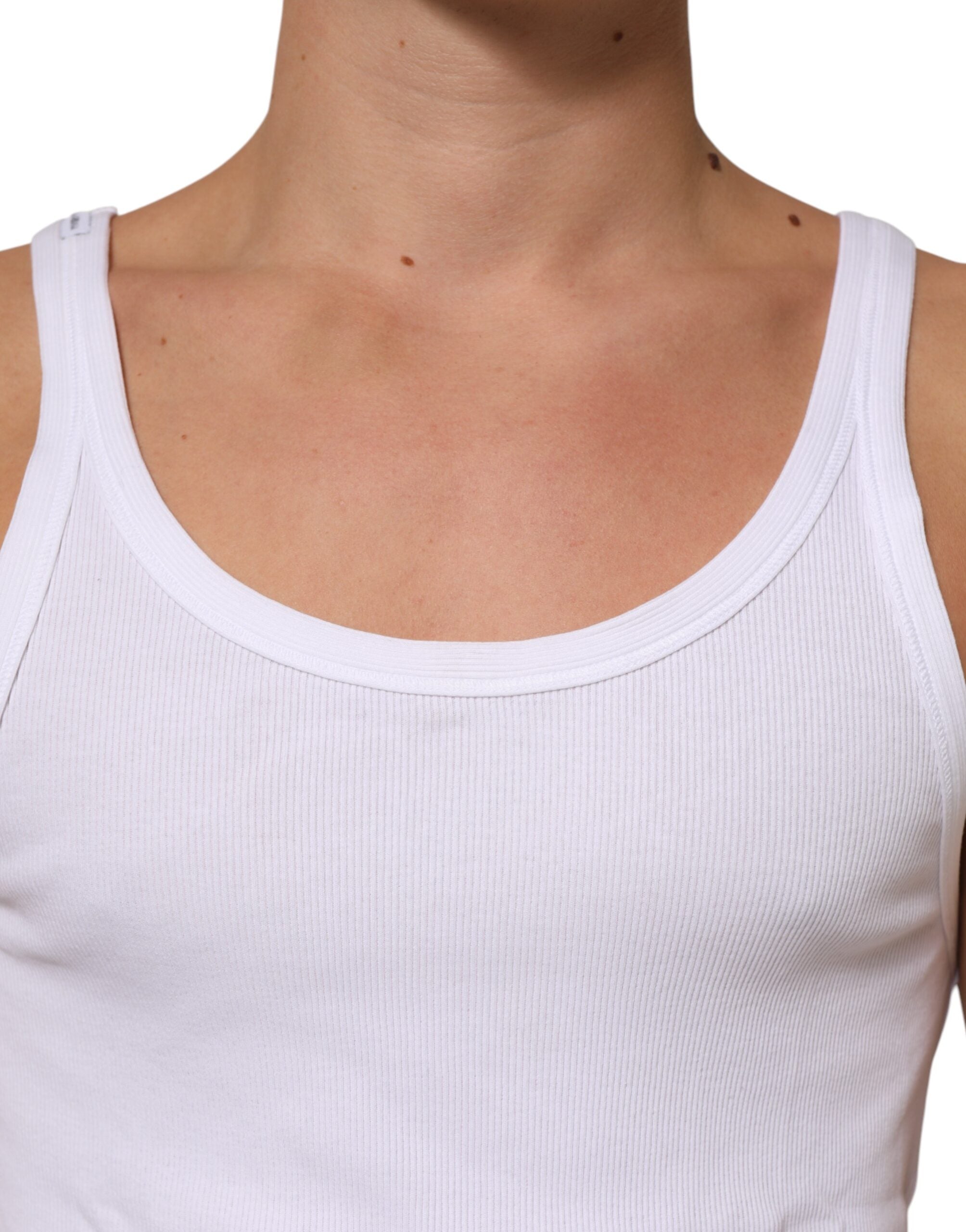 Dolce & Gabbana Weißes ärmelloses Rundhals-Tanktop T-Shirt