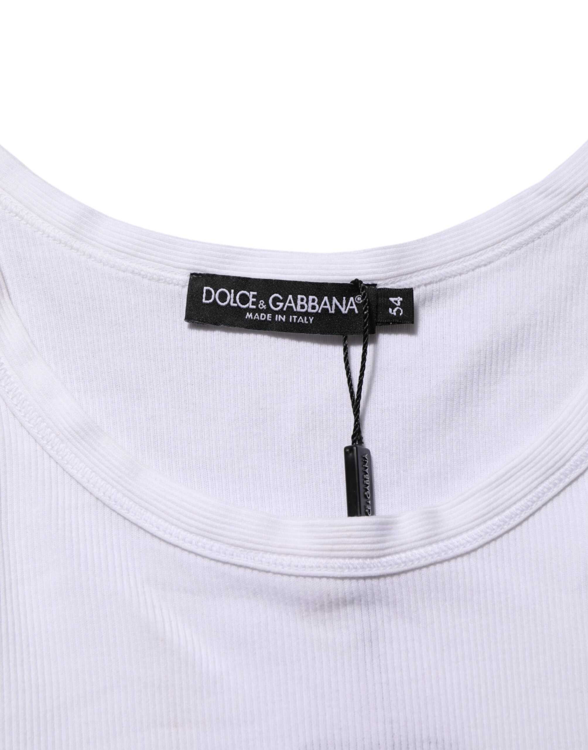 Dolce & Gabbana Weißes ärmelloses Rundhals-Tanktop T-Shirt