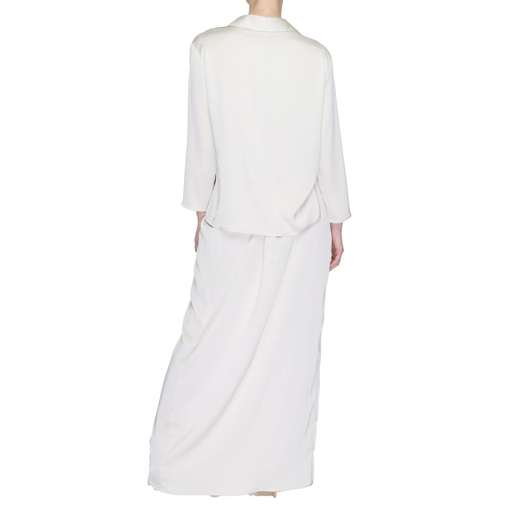 Sandro Ferrone Beiges langes Polyesterkleid