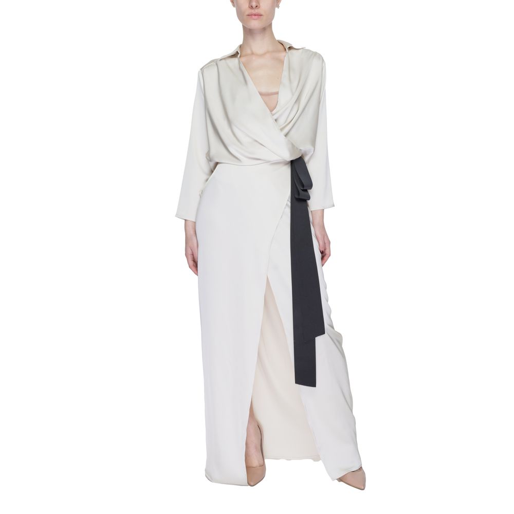 Sandro Ferrone Beiges langes Polyesterkleid
