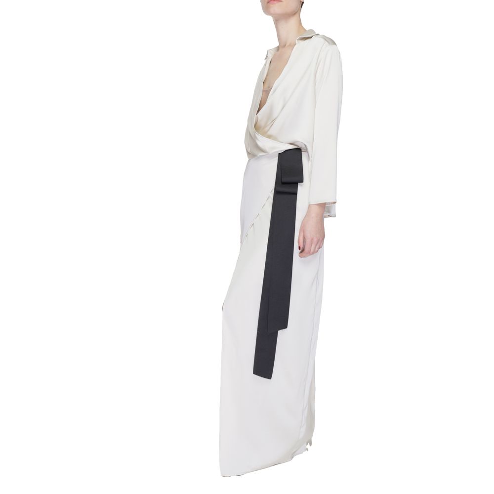 Sandro Ferrone Beiges langes Polyesterkleid