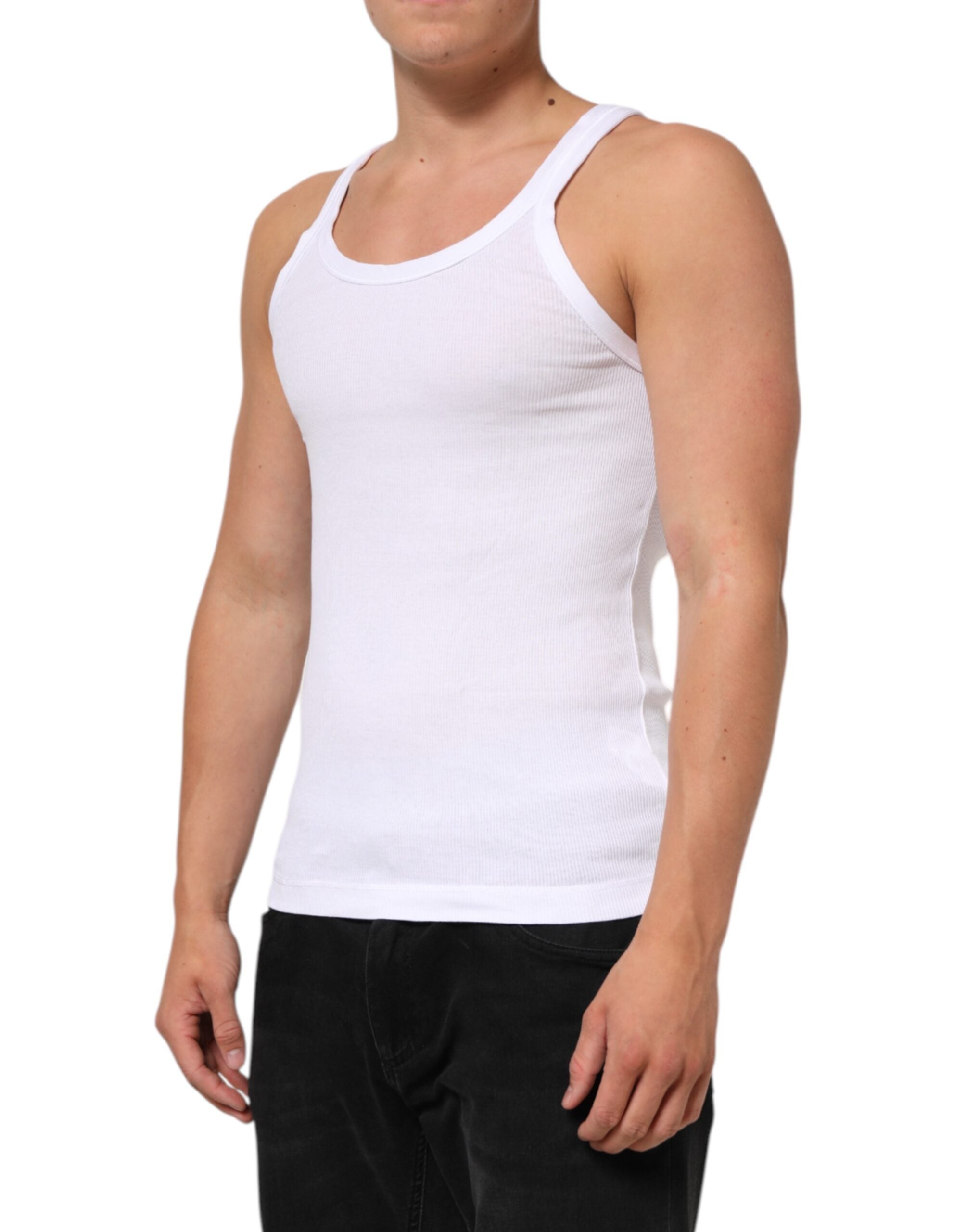 Dolce & Gabbana Wit Mouwloos Rond Halstruitje T-shirt