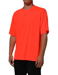 Dolce & Gabbana Neon Oranje Polyester Heren T-shirt met Ronde Hals